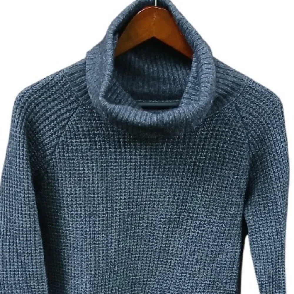 TOAD & CO Gray/Blue Tunic Wool Turtleneck Sweater EUC - Picture 3 of 11